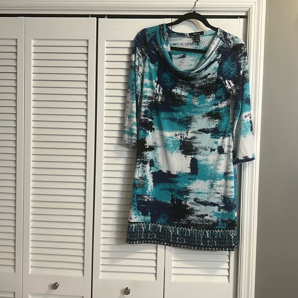 Multicolored dress.
